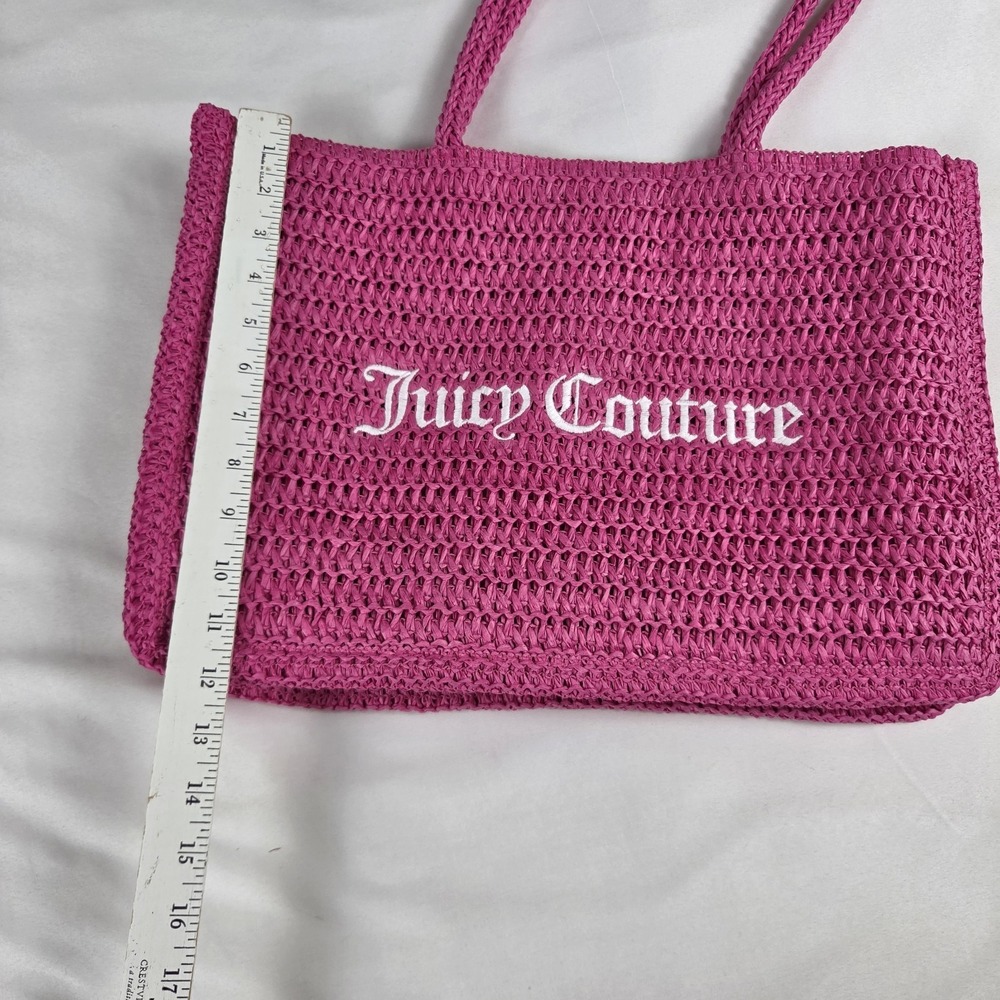 Juicy Couture Hot Pink Beach Tote Weave Straw - Picture 3 of 5